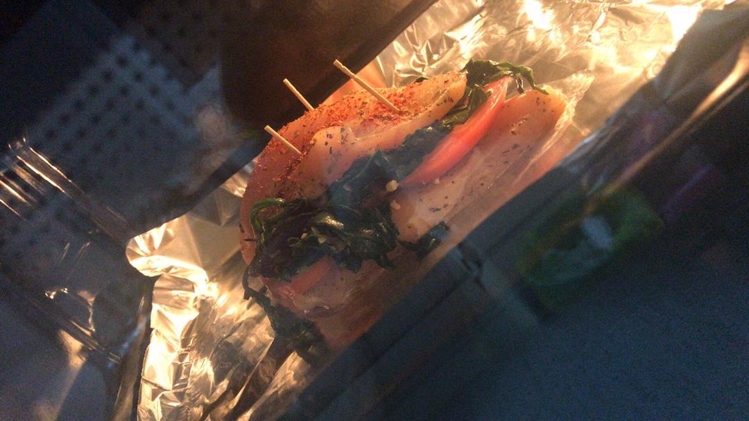 【减脂增肌】菠菜奶酪酿馅烤鸡胸 Spinach&cheese stuffed chicken breast
