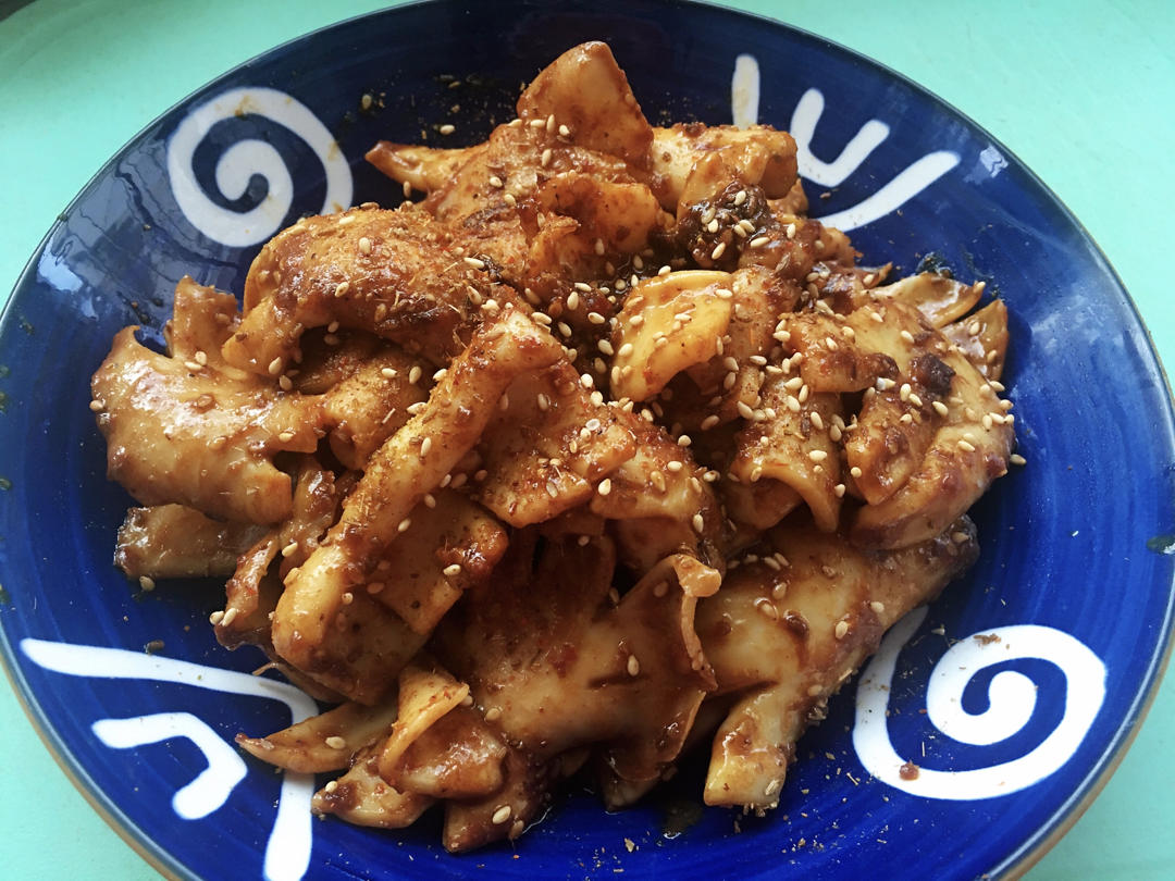 快手版铁板鱿鱼，酱爆鱿鱼，太美味了