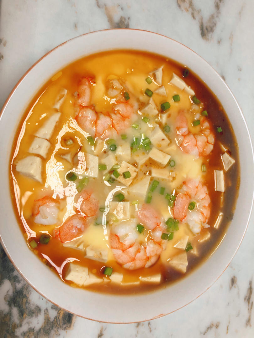 虾仁豆腐蒸水蛋
