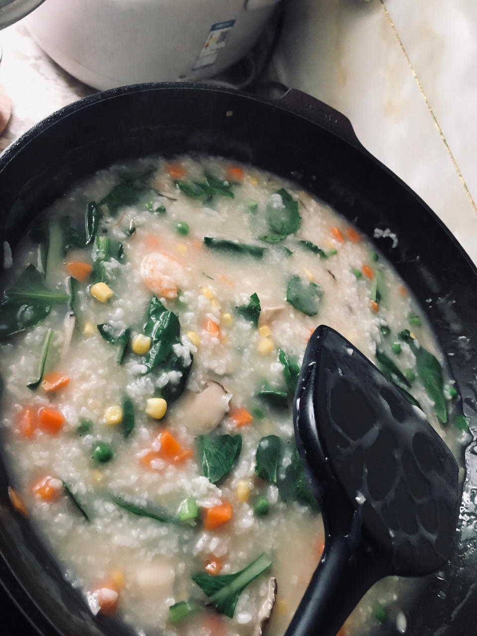 自制料足鲜香海鲜粥🍤软糯咸香超好喝❗️