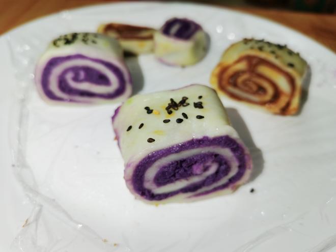 紫薯糯米卷，豆沙糯米卷（驴打滚）的做法
