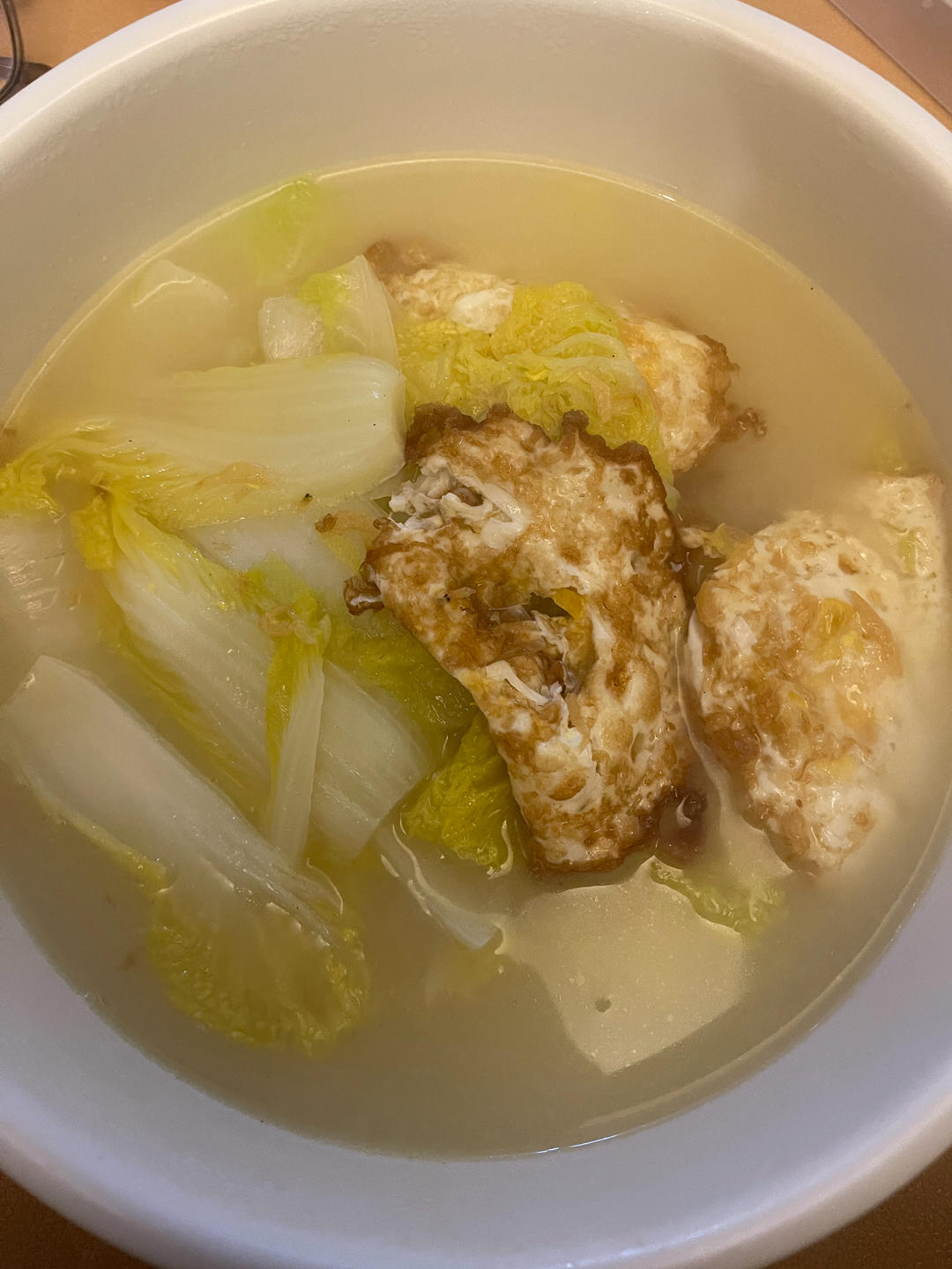娃娃菜煎荷包蛋汤