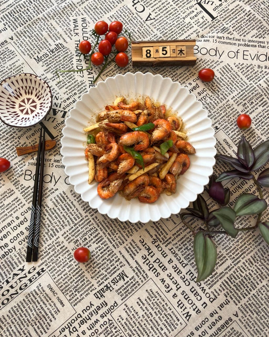 沙茶酱芦笋炒虾