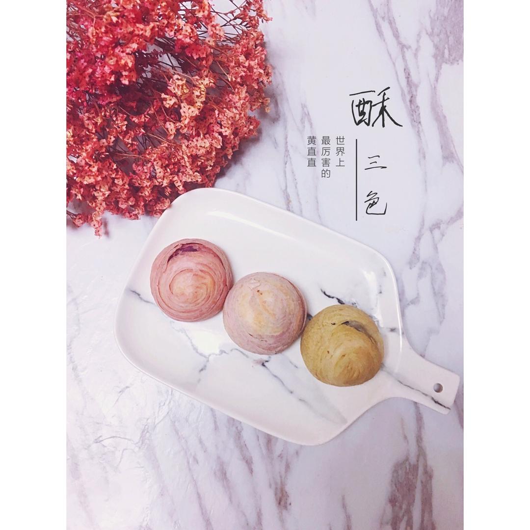 蛋黄酥~紫薯、抹茶、原味~花好月圆，中秋快乐~内附一次做六色蛋黄酥方法~
