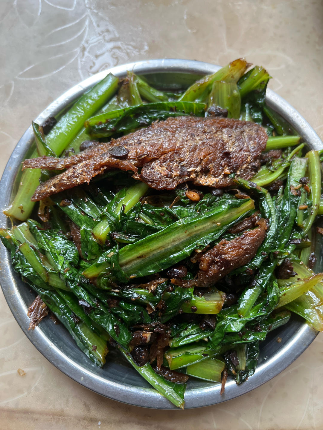 豆豉鲮鱼炒油麦菜