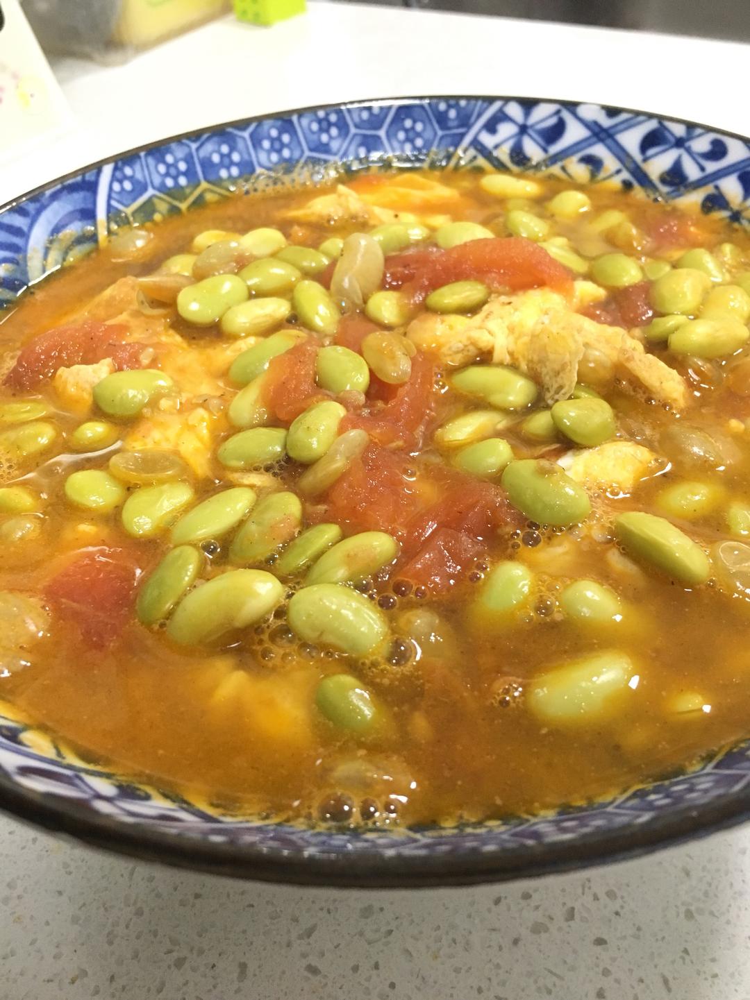 番茄毛豆鸡蛋汤