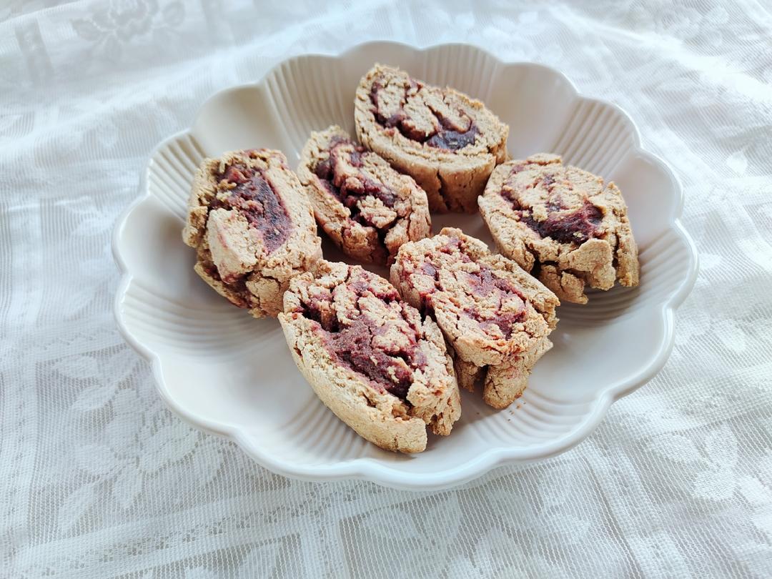 【北鼎烤箱食谱】+无油低卡红豆黄豆粉司康卷