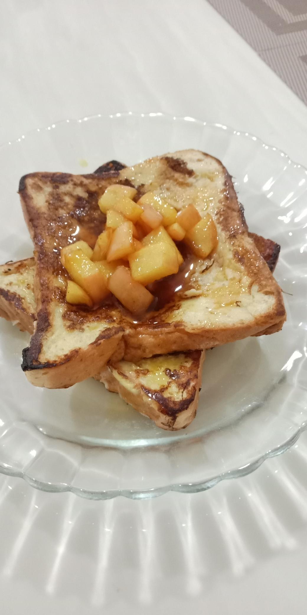 【法式土司搭配快速炖苹果的做法步骤图】chaichangmun_下厨房