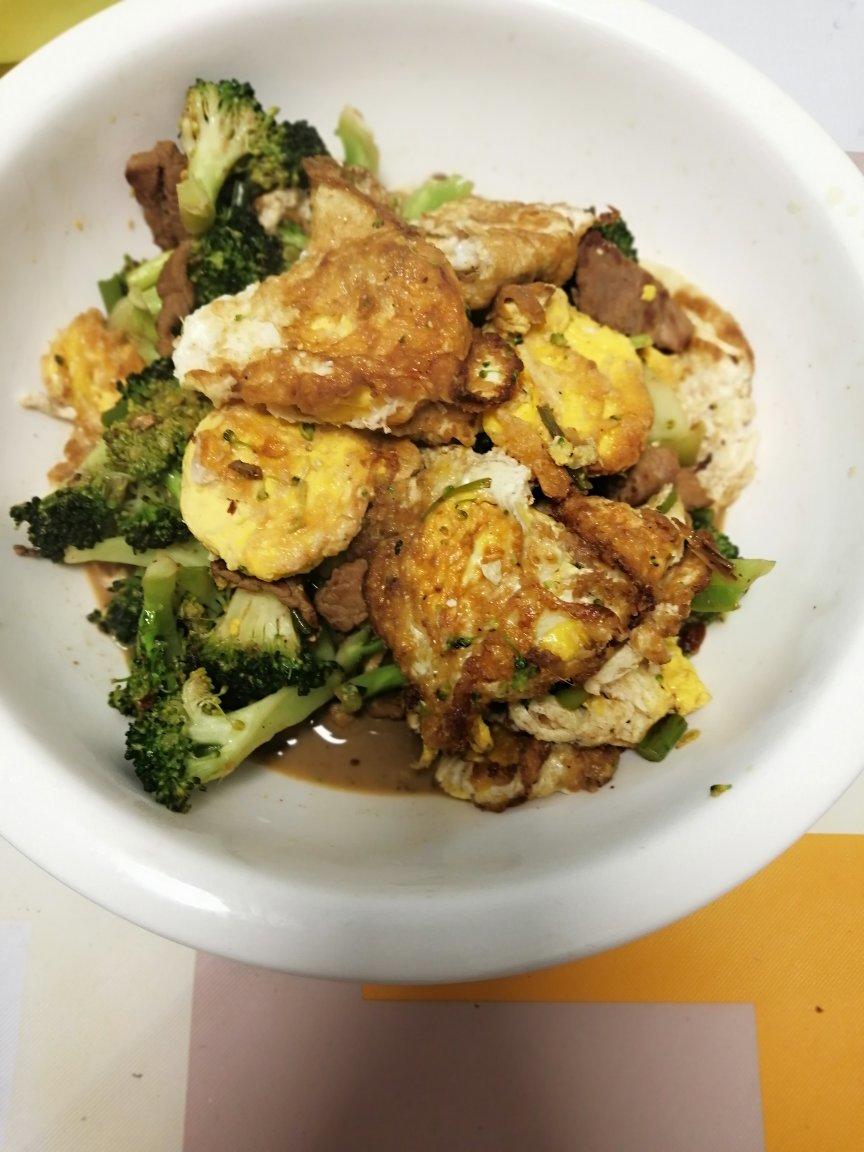 煎蛋炒萝卜白菜+肉