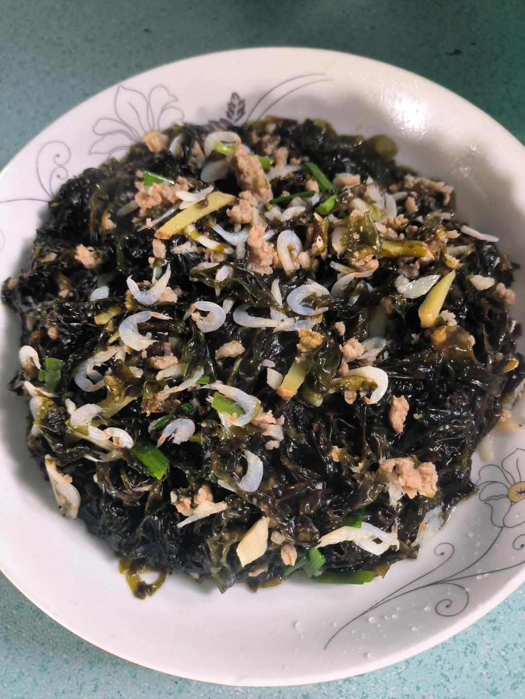 肉末虾皮炒新鲜紫菜