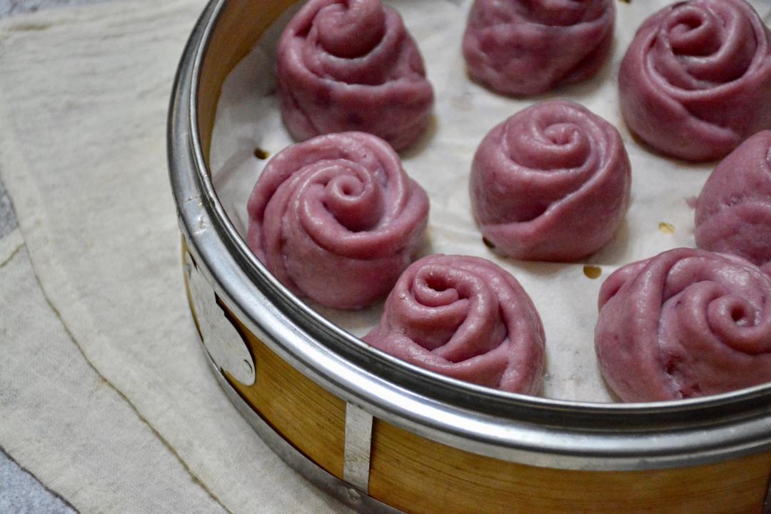 紫薯玫瑰花馒头