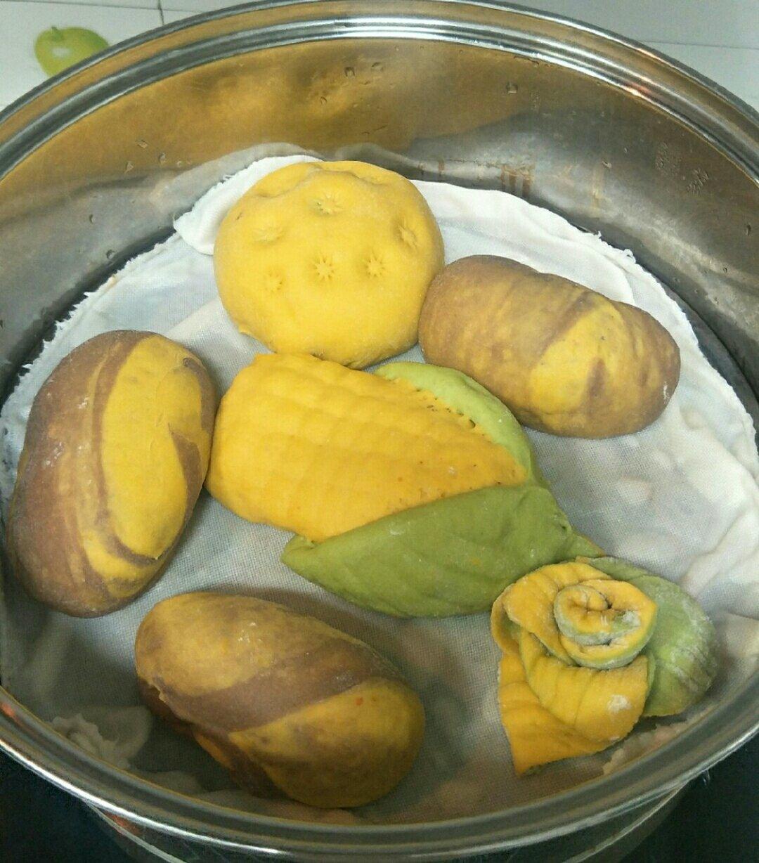南瓜紫薯花样馒头