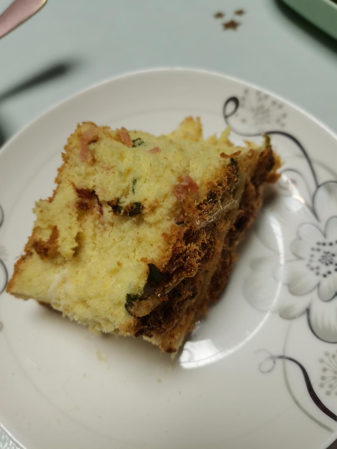 爆浆葱花火腿肉松蛋糕