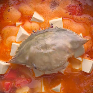番茄螃蟹炖豆腐的做法 步骤4