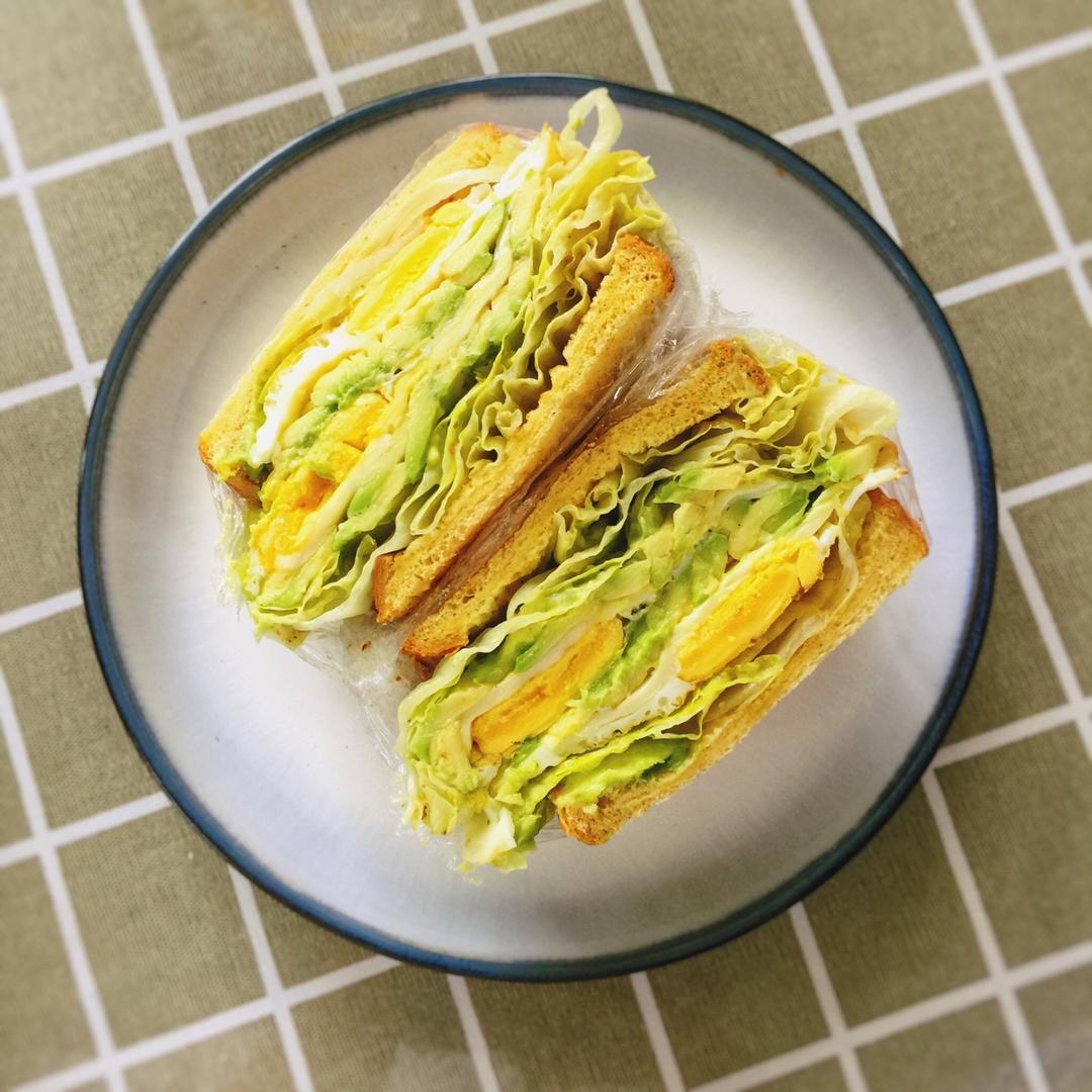 如何做超厚的沼三明治~详细tip！牛油果鸡蛋午餐肉三明治~