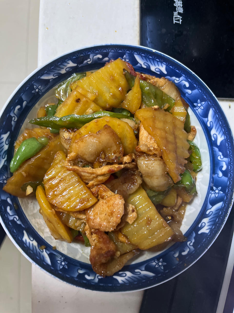 五花肉干煎土豆