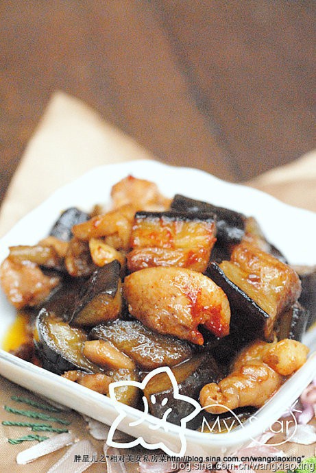 韩味鸡丁烧茄子的做法