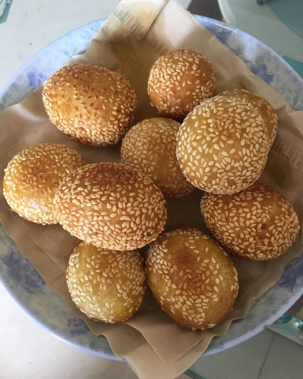 熙妈918做的简版油炸空心麻团糯米或面粉团