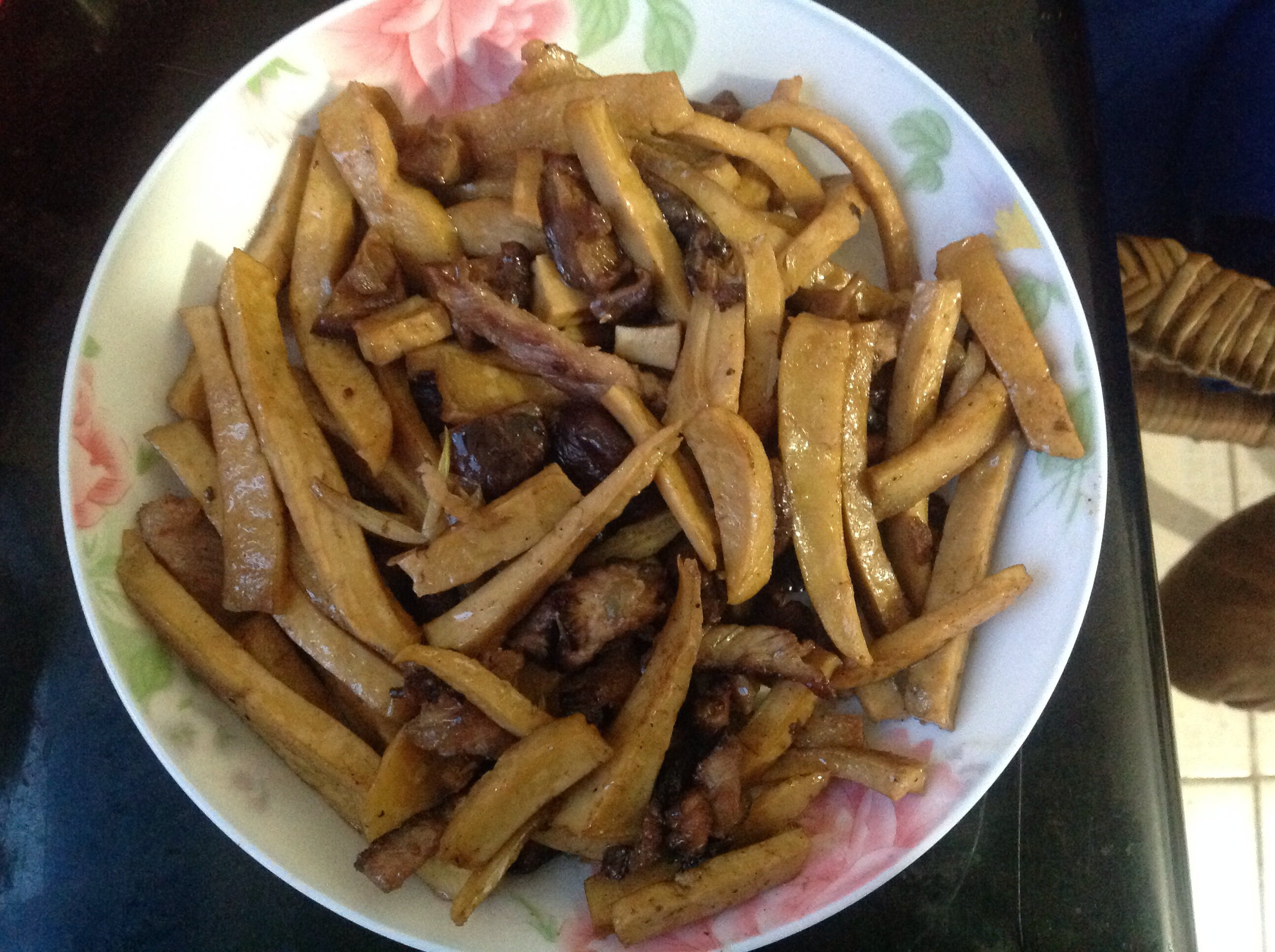 豆腐干蘑菇炒肉片