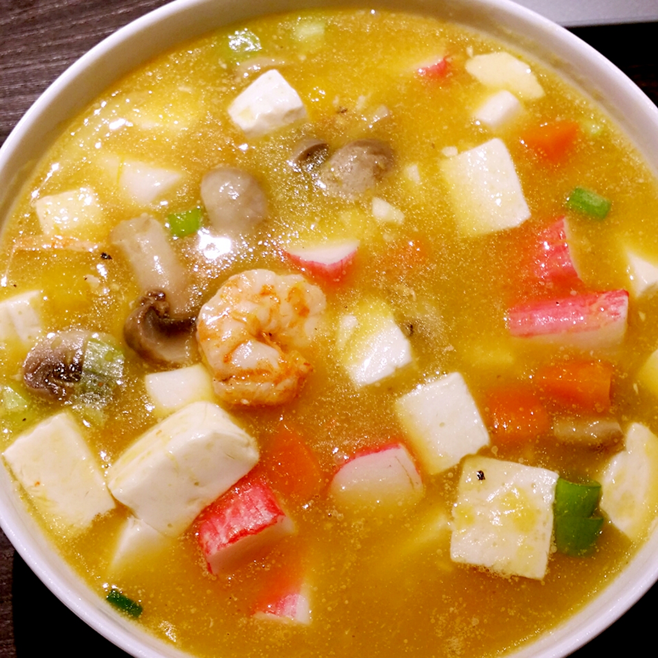 马与骆驼做的南瓜豆腐海鲜羹