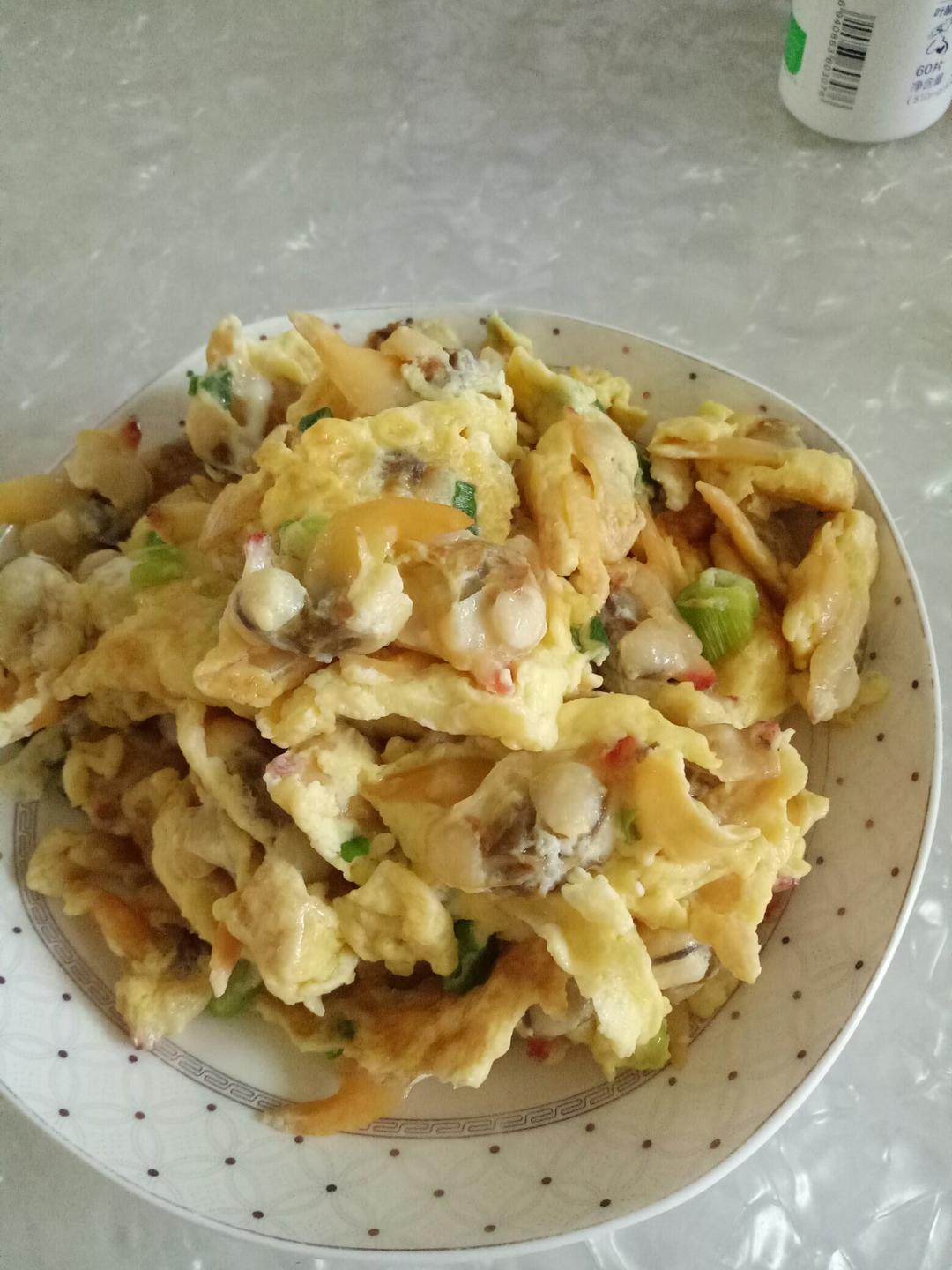 蚬子肉炒鸡蛋