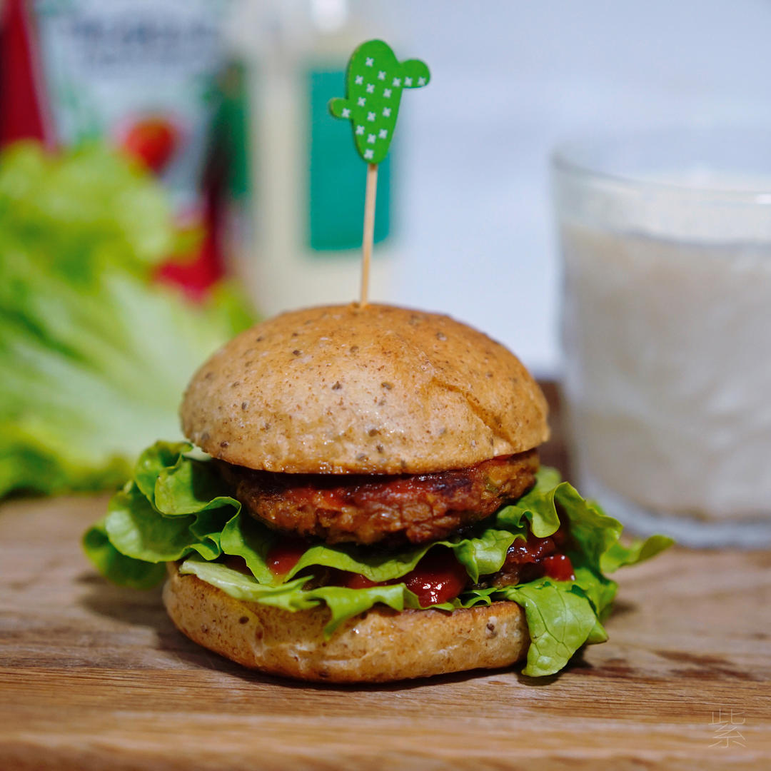 纯素•全麦奇亚籽汉堡（小美版）的做法