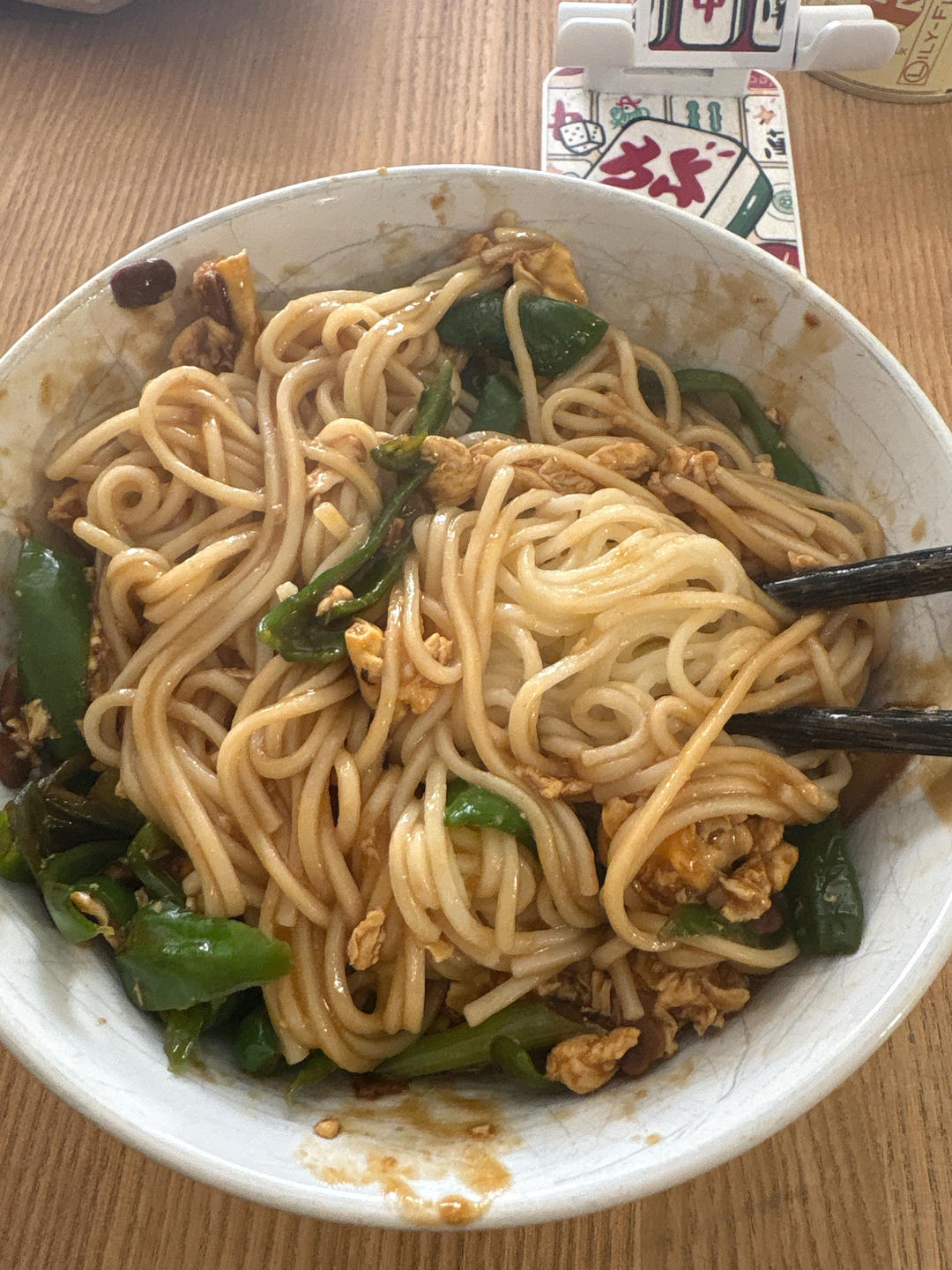青椒鸡蛋拌面