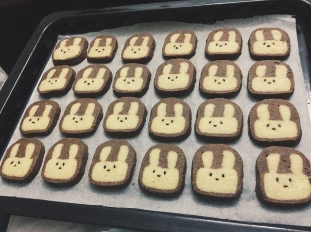 抹茶兔兔曲奇（比熊猫简单！超详细实物图+超良心手绘图）