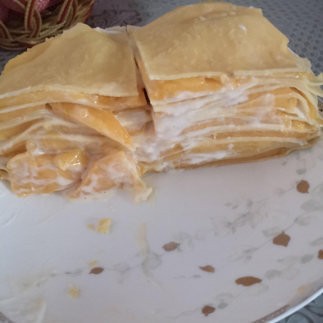 家庭简易版😚健康美味😍“芒果千层酸奶蛋糕🍰”