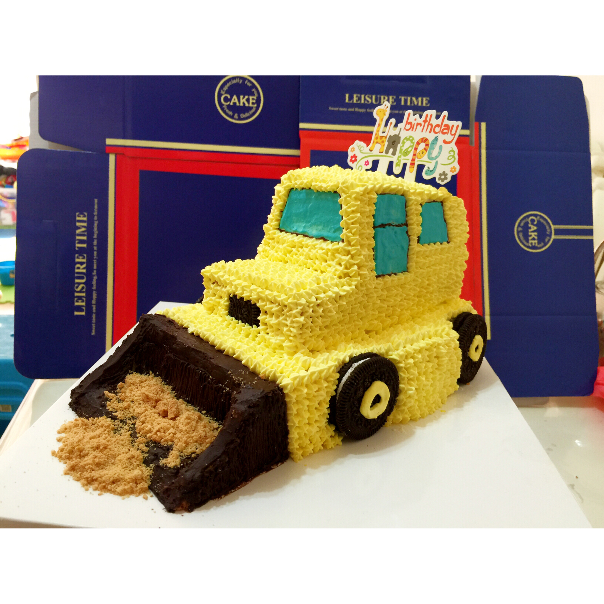 立体蛋糕之挖掘机推土机