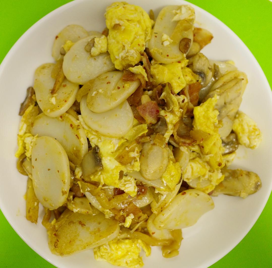 青菜肉丝炒年糕