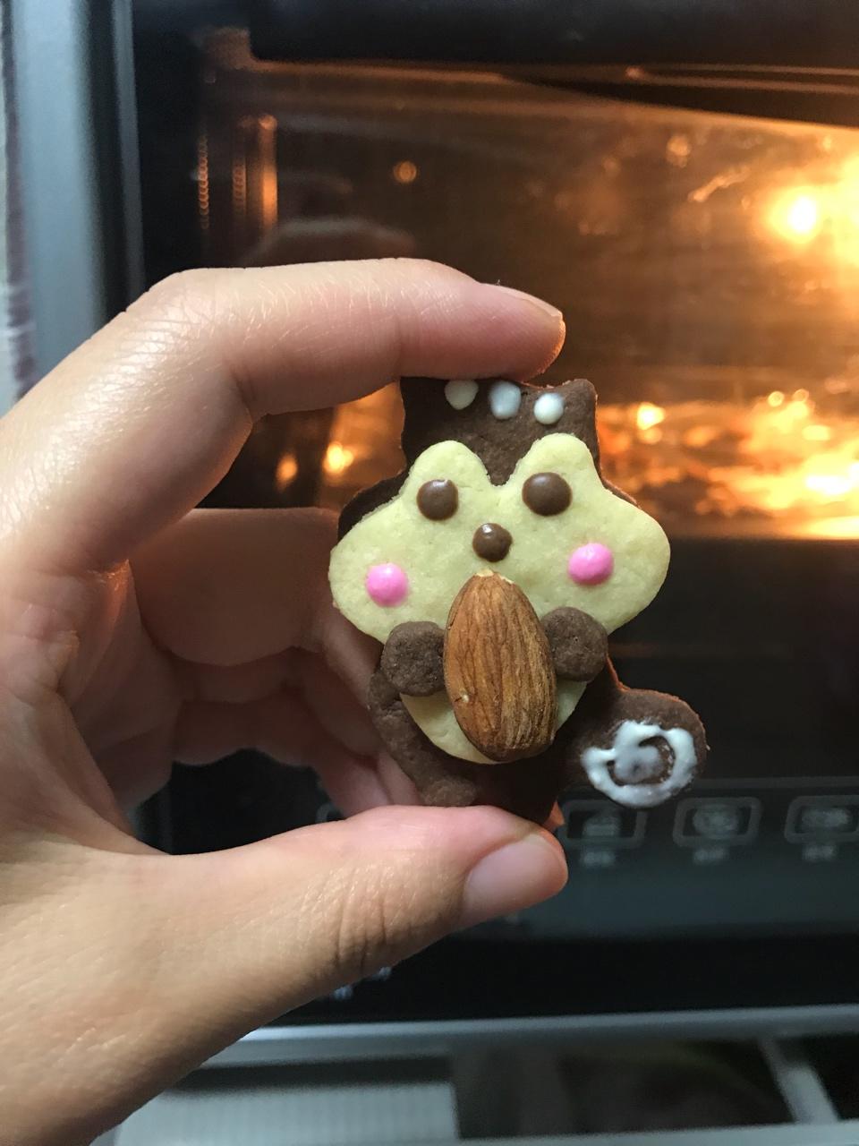 卡通动物立体饼干--抱大杏仁的小松鼠