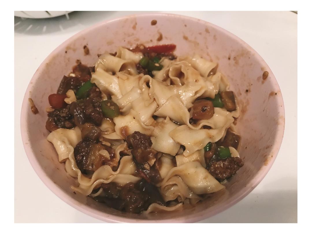 茄子肉丁打卤面