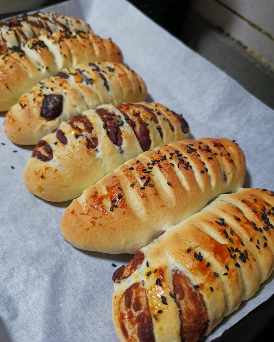 芝麻豆沙面包卷（汤种法）