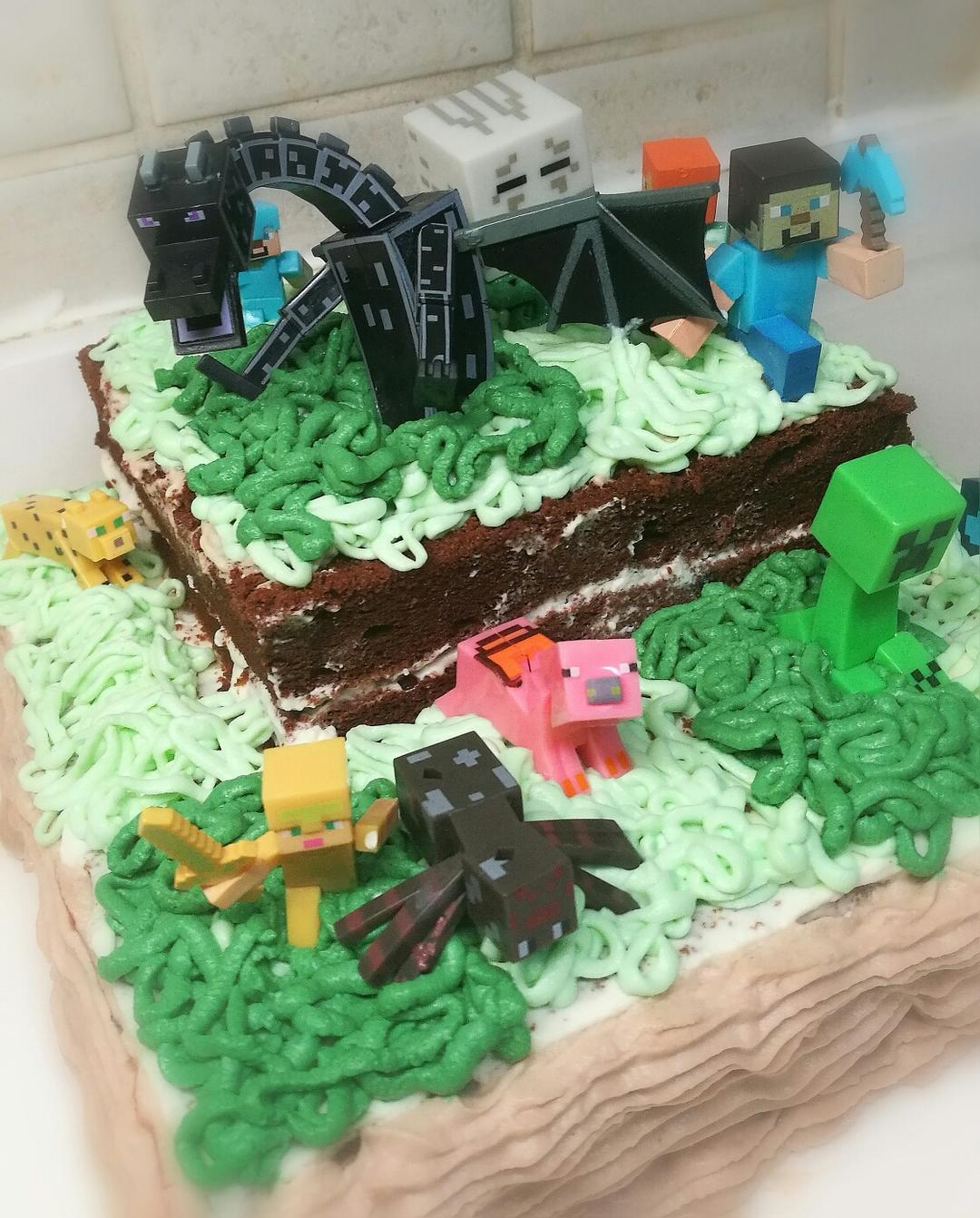 儿童节亲子蛋糕 我的世界 Minecraft 主题蛋糕的做法步骤图 灰狼一号 下厨房