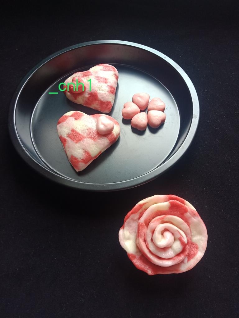 心形💕格子馒头 *花儿馒头120的做法