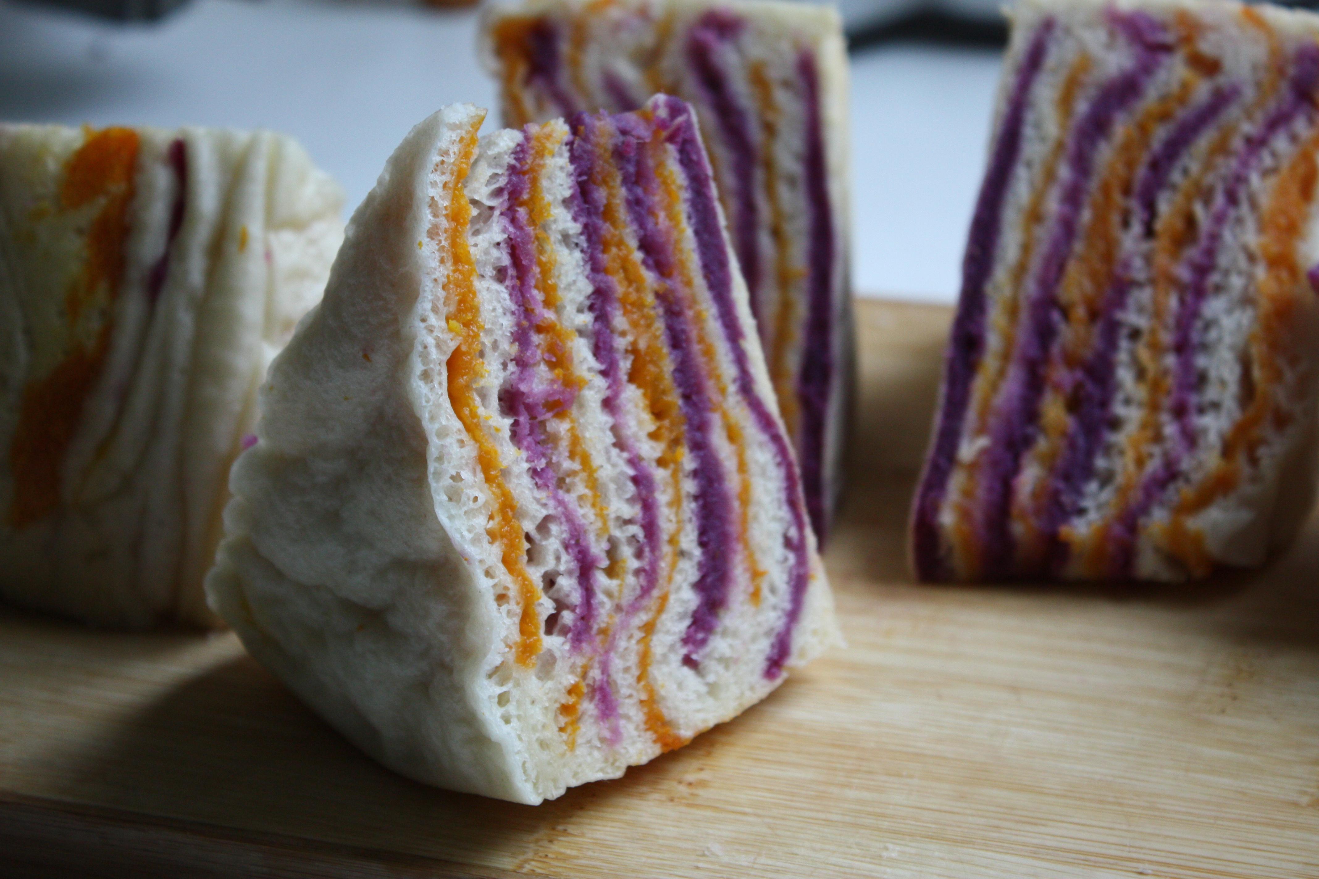紫薯南瓜千层发糕——惊人的漂亮主食