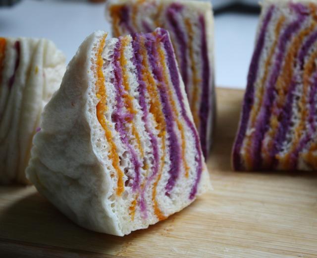 紫薯南瓜千层发糕——惊人的漂亮主食的做法