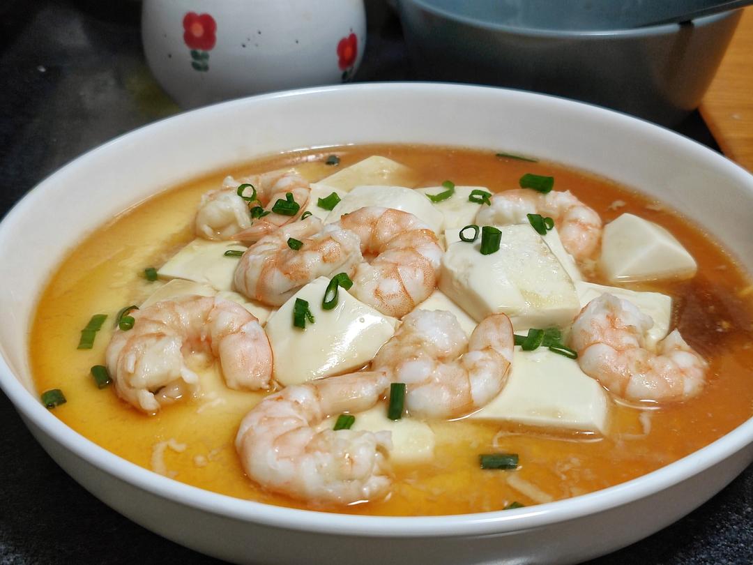 虾仁豆腐蒸水蛋