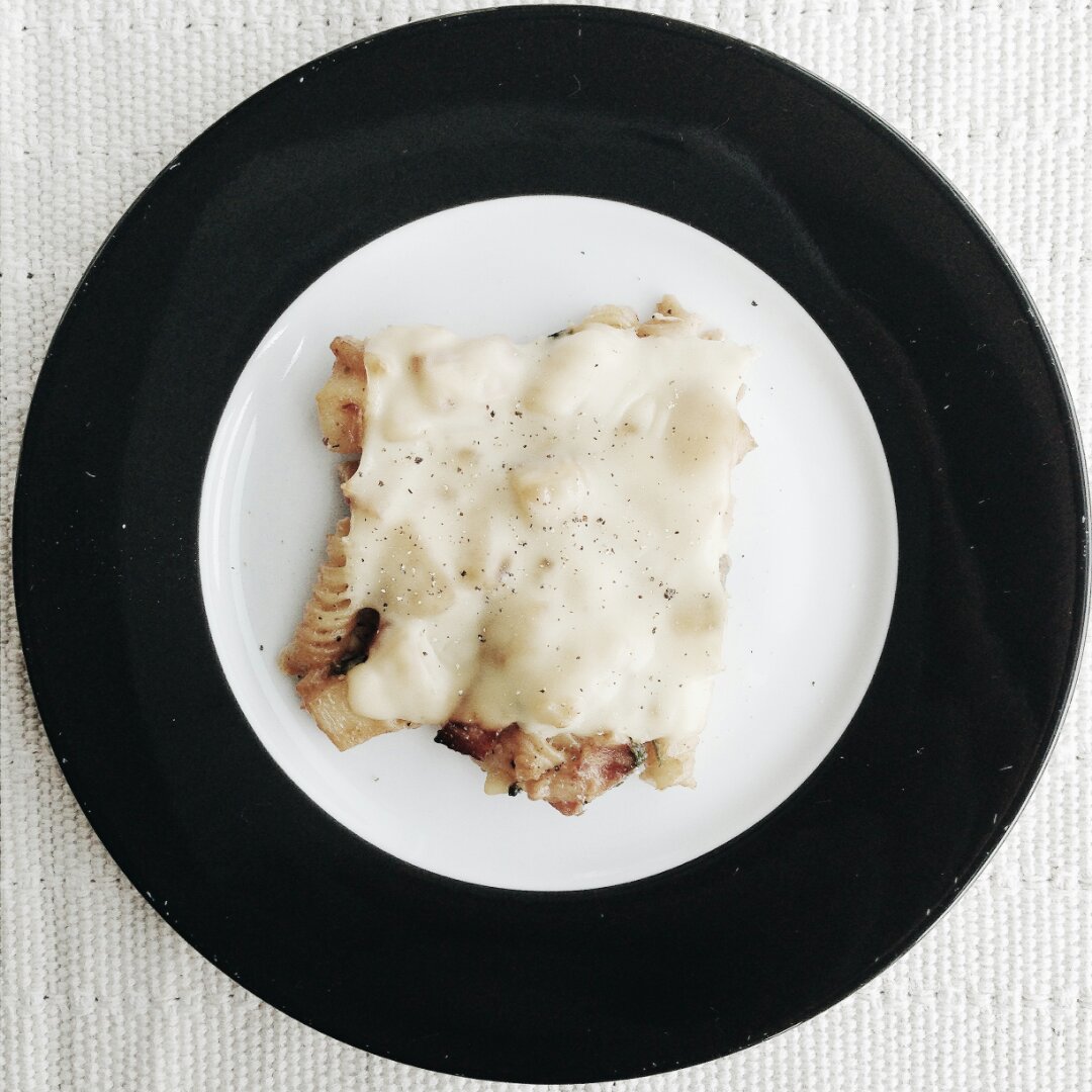 白汁蘑菇培根意粉