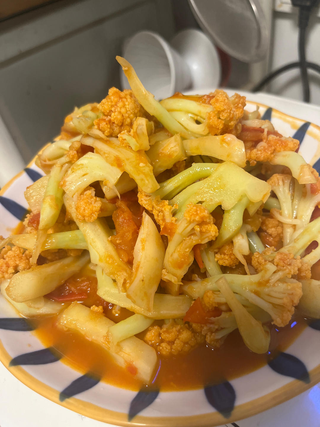 有机花菜炒西红柿