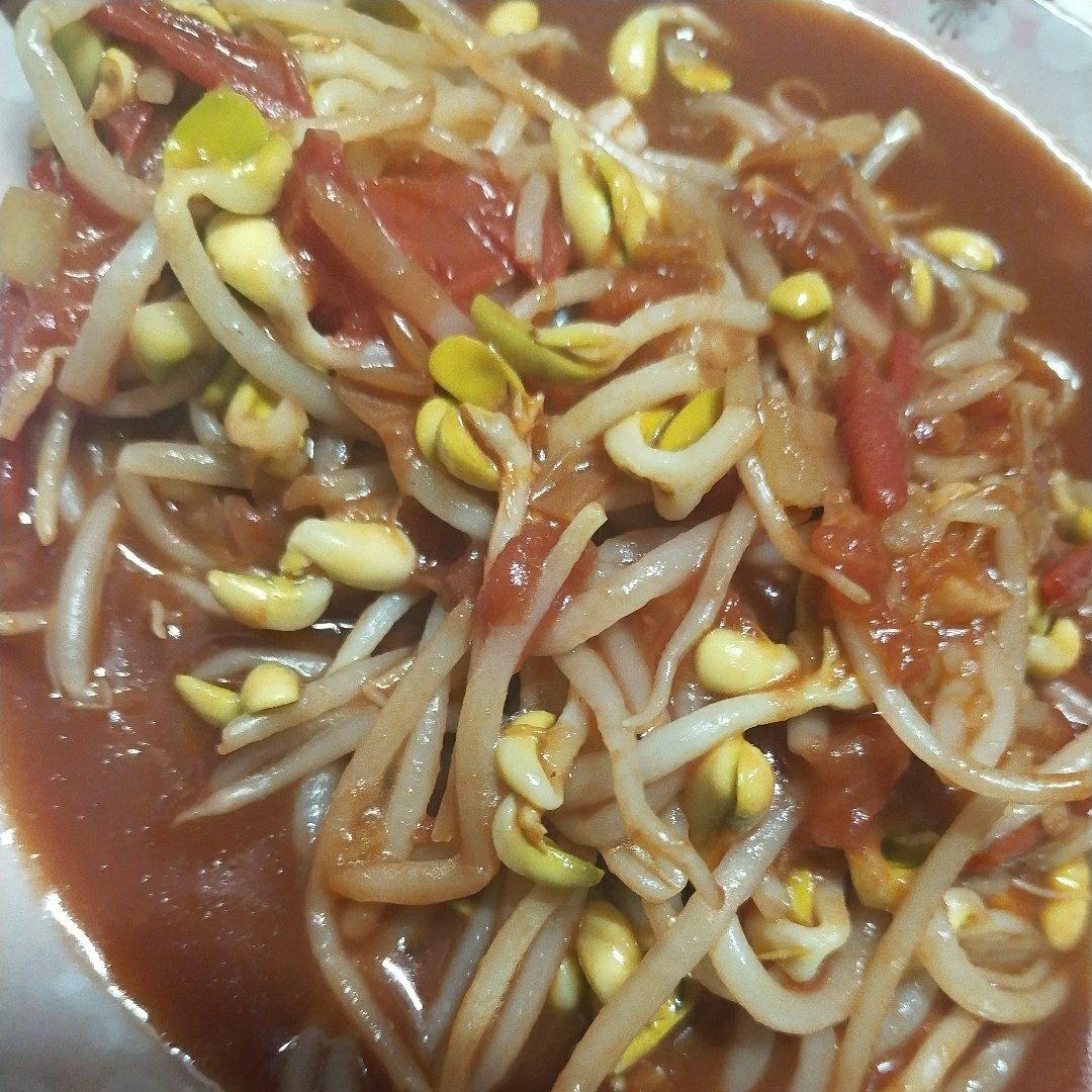 番茄圆子豆芽汤
