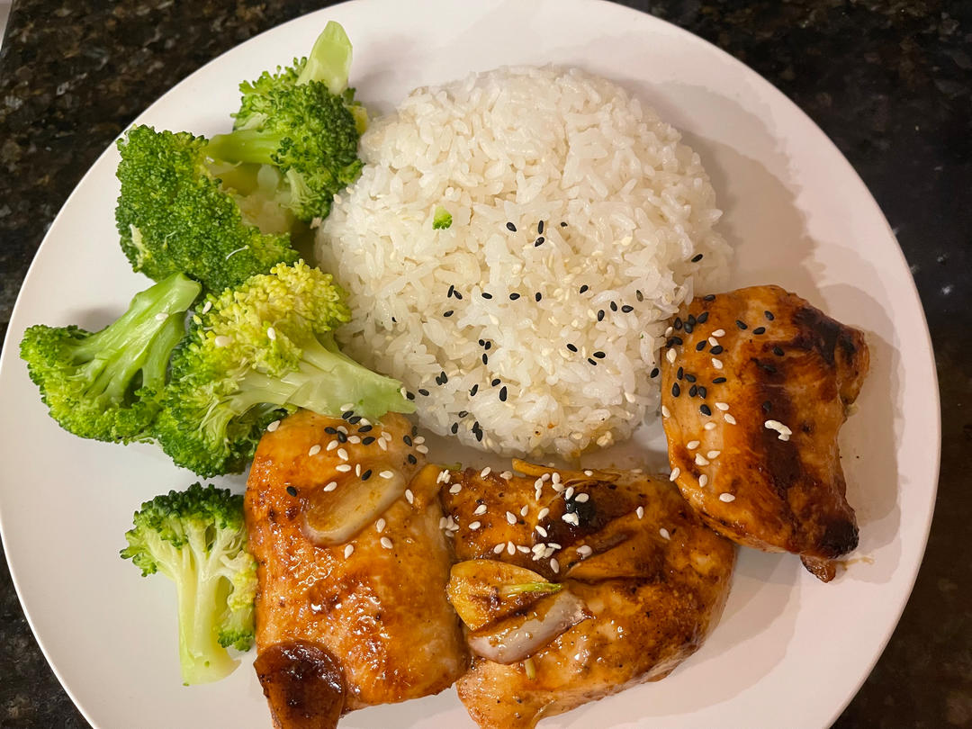 减脂低卡🌿健康午餐 ｜ 蒜香蜂蜜鸡腿饭