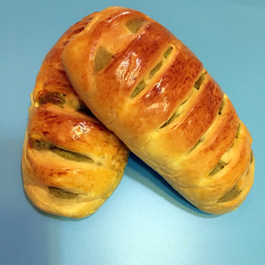 抹茶双色豆渣面包