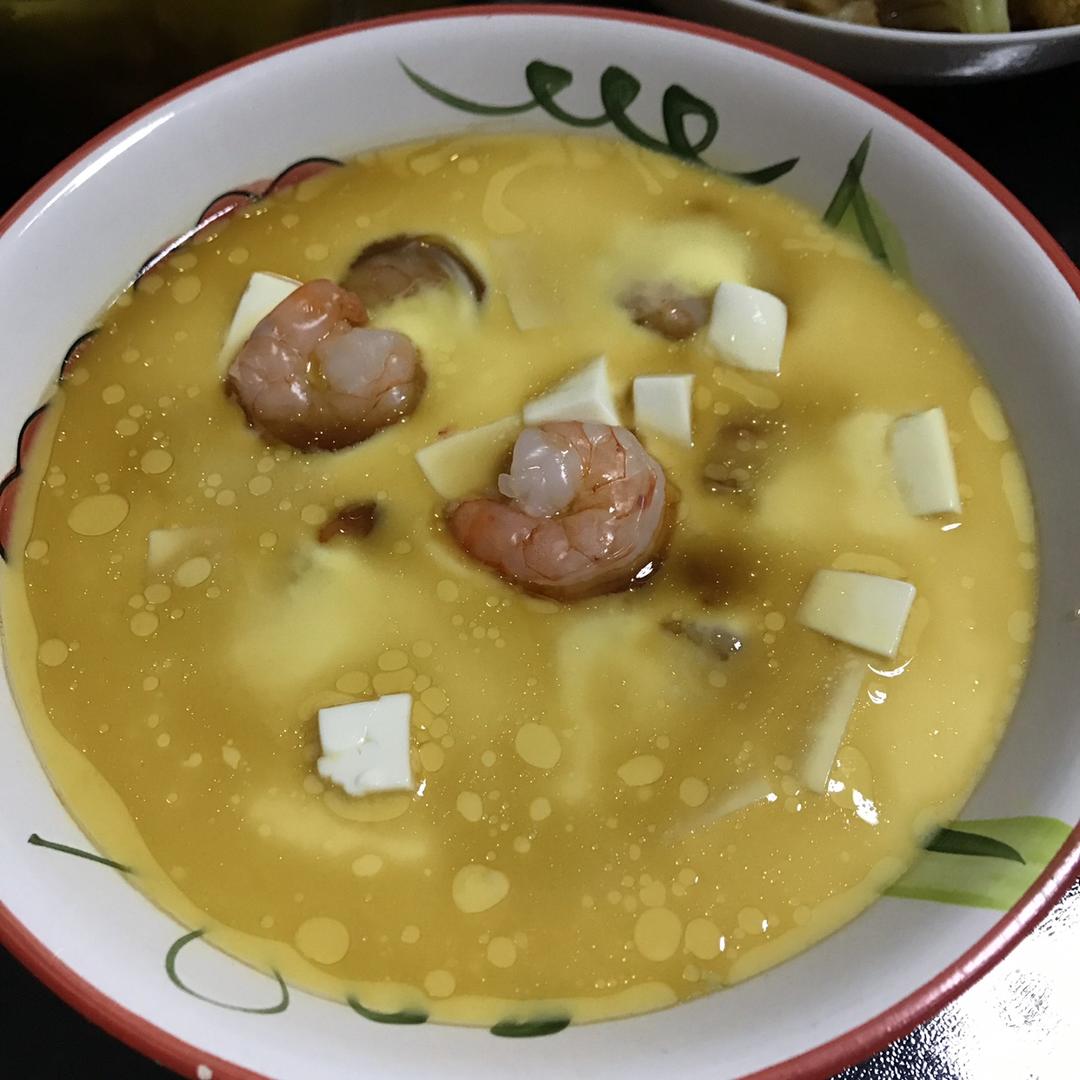 虾仁豆腐蒸水蛋