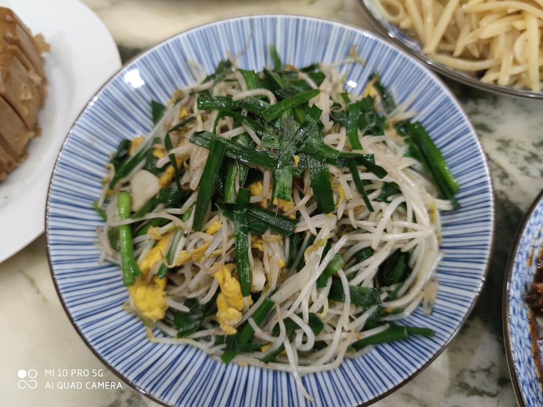家庭版炒合菜【绿豆芽粉条炒鸡蛋】