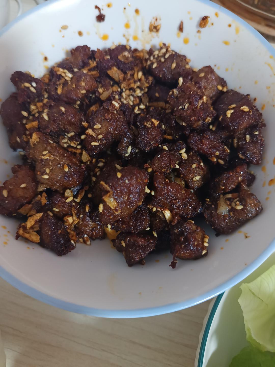 我做的蒜香孜然牛肉粒完爆烧烤店！！