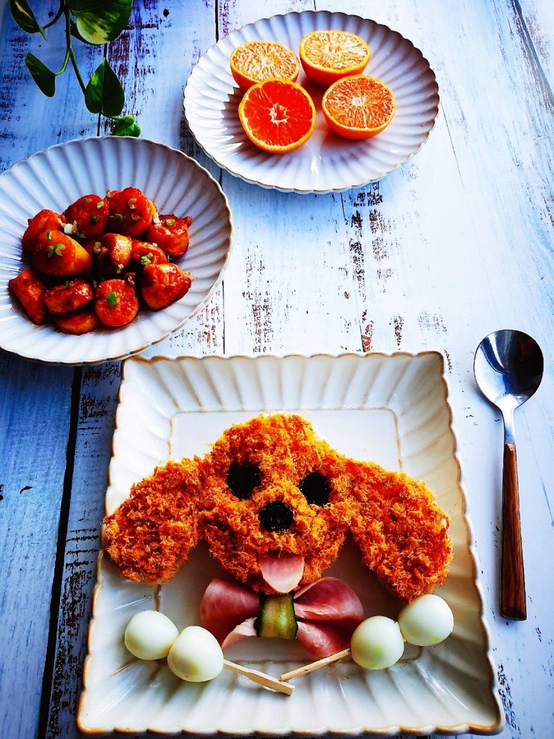 哄娃人气早餐【咸蛋黄肉松饭团】泰迪版-每天都是六一节