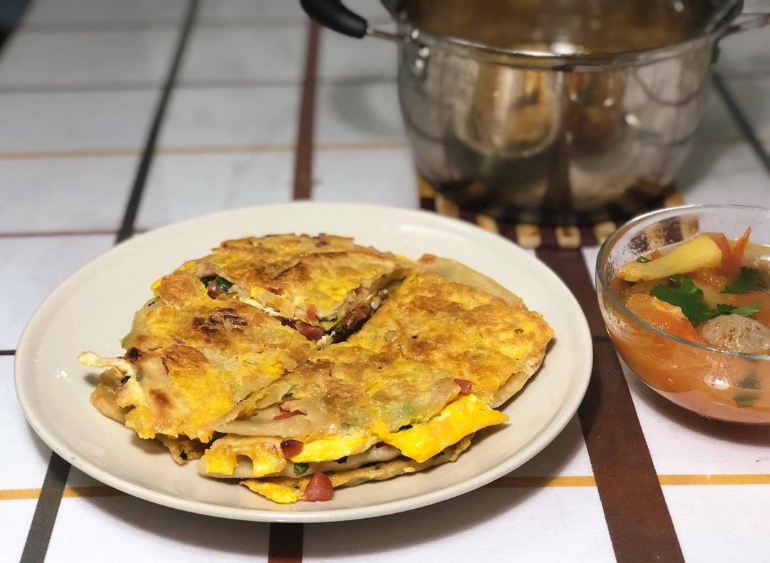 鸡蛋葱油饼                  （更新饼坯保存方法）