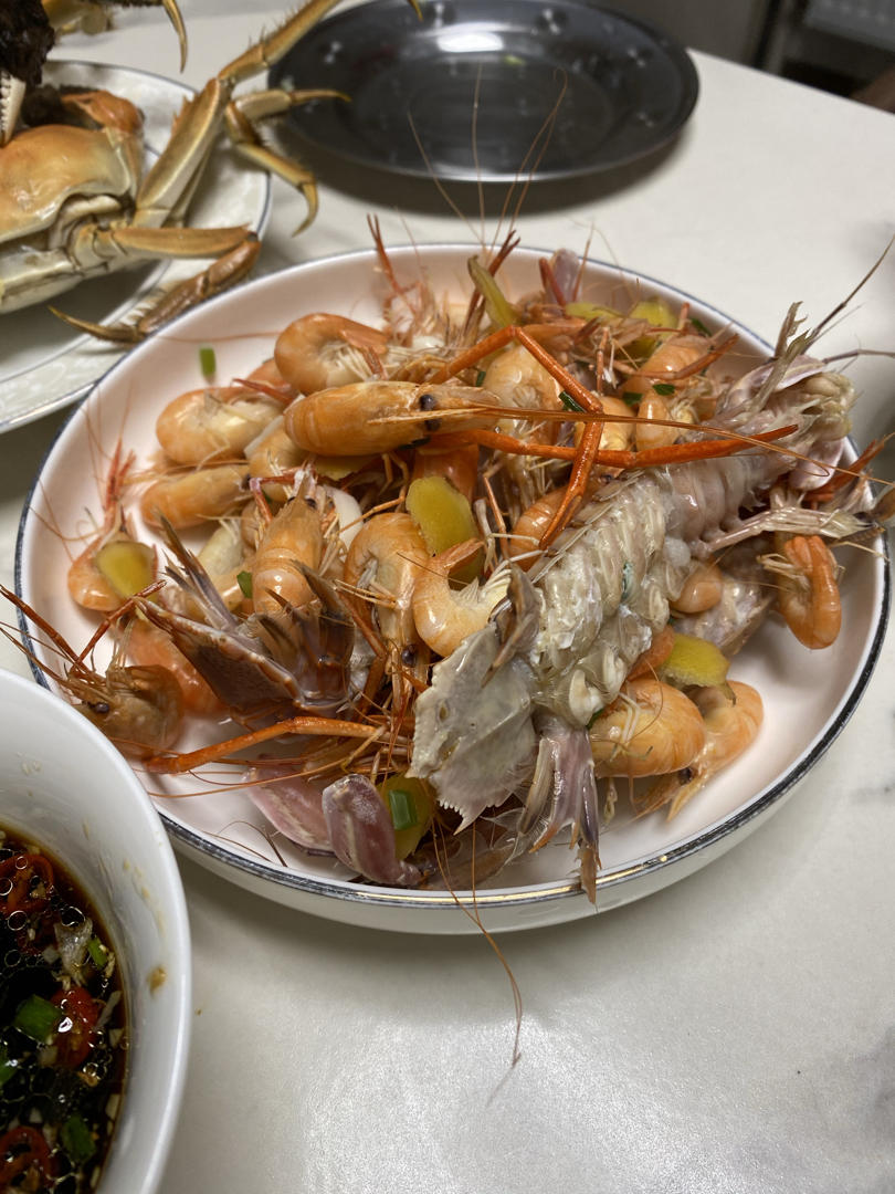 白灼河虾